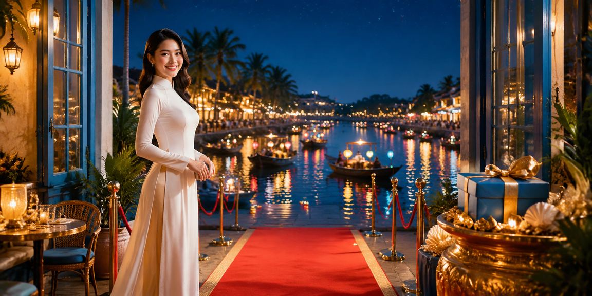 Người phụ nữ mặc áo dài tại Hội An tìm hiểu casino trực tuyến và đánh giá nền tảng cá cược